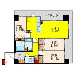 ブランズタワー御堂筋本町の物件間取画像